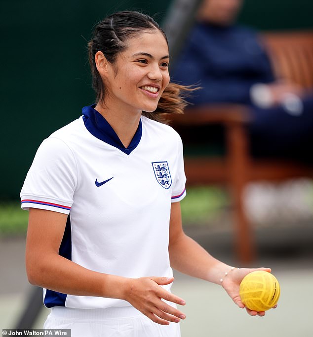 Raducanu got behind the Three Lions by wearing the kit, while Mail Sport has launched a 'We're backing England' campaign