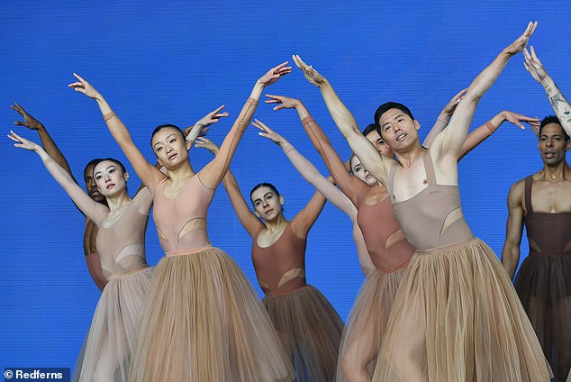 Members of the Birmingham Royal Ballet perform on the Pyramid stage