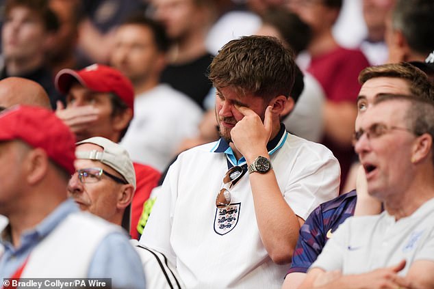 The pressure on England fans could be seen as minutes ticked away without an equaliser