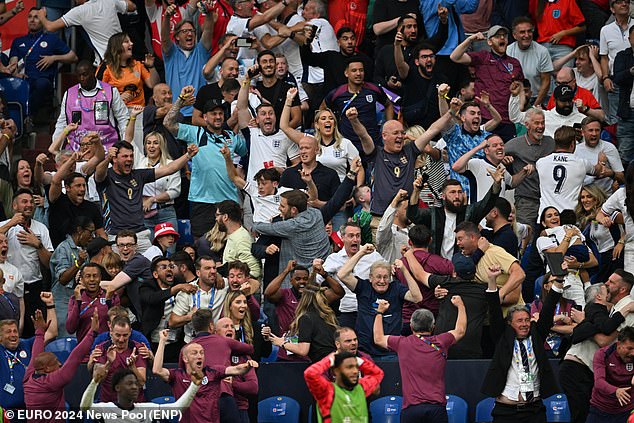 Huge cheers from the crowd at the England Slovakia clash after Bellingham scored the match-saving goal