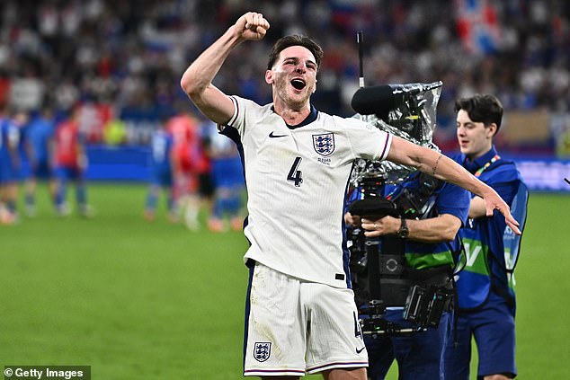 An ecstatic Declan Rice couldn't contain his delight at the final whistle