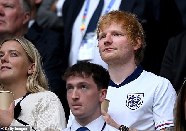 Sheeran was one of many celebrity fans in attendance at the AufSchalke Arena on Sunday