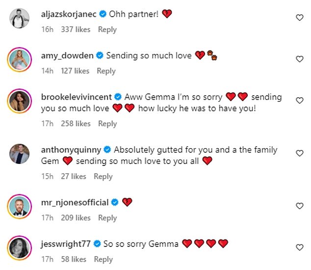 Gemma's post was met with an outpouring of comments, with Louise Thompson writing that she was 'in floods of tears reading this'