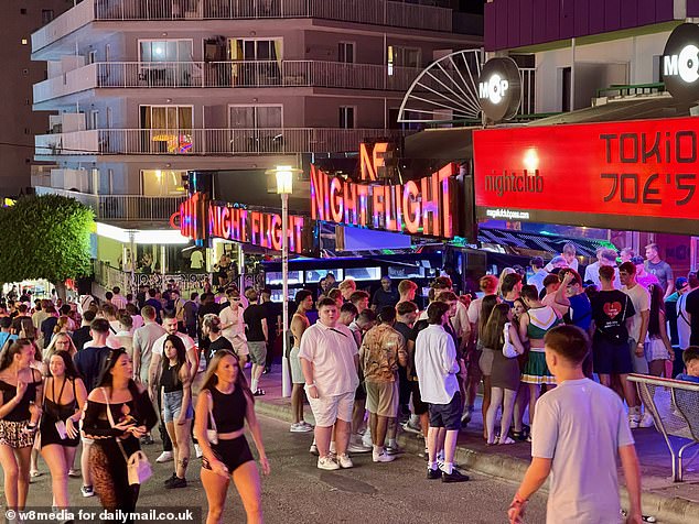 Huge crowds gathered outside clubs and bars on the strip as revellers looked for a big night out after England's win