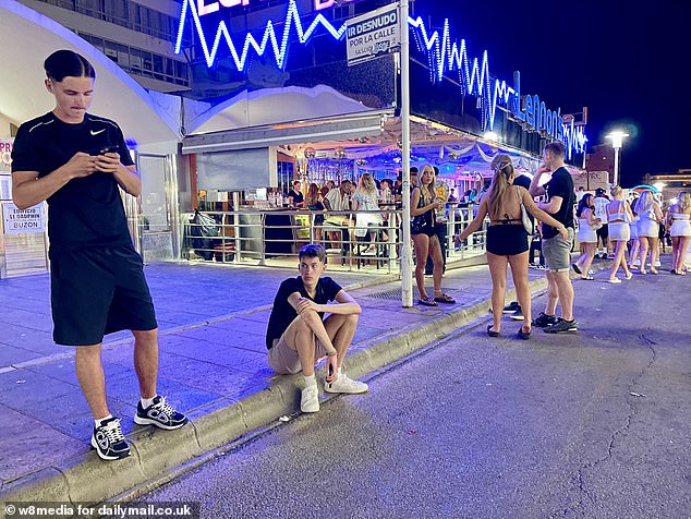 Youngsters poured into bars and clubs as they headed out in Magaluf to celebrate the England win on Sunday