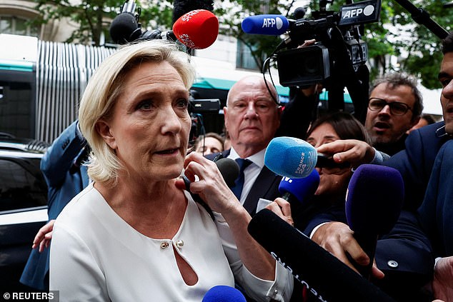 Marine Le Pen, member of parliament and French far-right National Rally (Rassemblement National - RN) party leader, arrives at the RN party headquarters in Paris, France, July 1, 2024