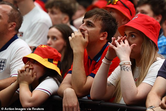 Nervous England supporters at BoxPark Wembley