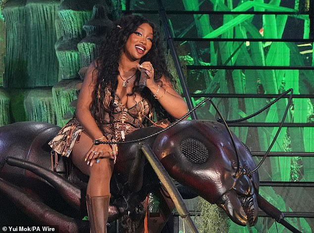 Posting on Instagram, SZA admitted: 'I was legit shaking lmao but we made it.' In a lengthy post to thank her team, she added that 'tonight I faced my fears'