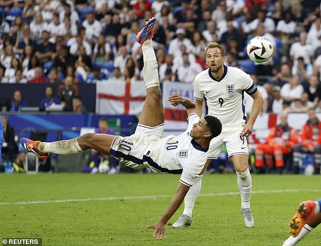 Jude Bellingham equalised in the 95th minute with a sublime acrobatic strike against Slovakia on Sunday evening