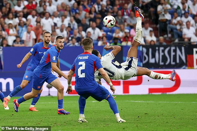 In a flash of genius which will be talked about for years to come, Bellingham took to the air to produce an iconic strike past the helpless Slovakia goalkeeper Martin Dubravka