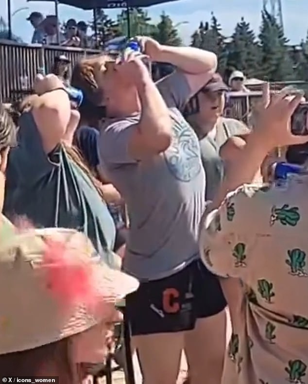 Video showed Gellhaus celebrating with her teammates following their match by shot gunning beers - despite saying she felt unwelcomed by them