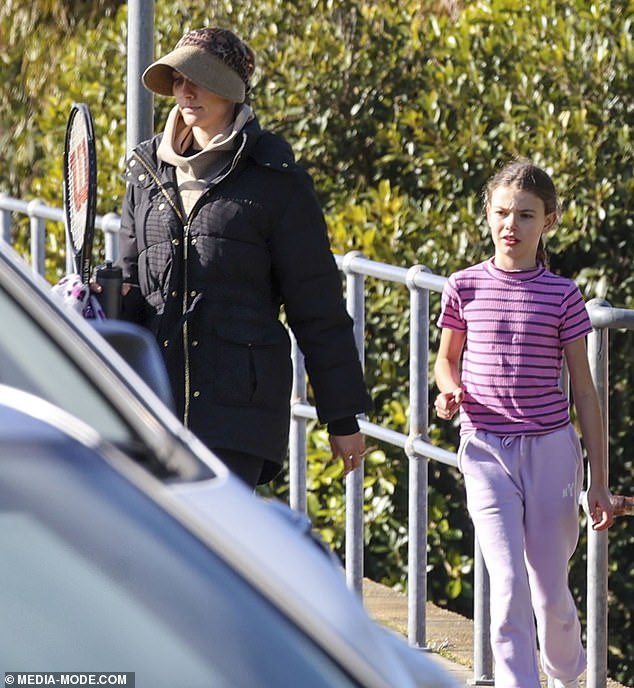 The mother-daughter duo were seen leaving the tennis courts, with Rachel carrying all of Violet's belongings