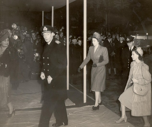 Princess Elizabeth (centre) walks with her sister Princess Margaret behind their father King George VI as she arrives at Westminster Abbey for a complete rehearsal of her wedding, November 19, 1947