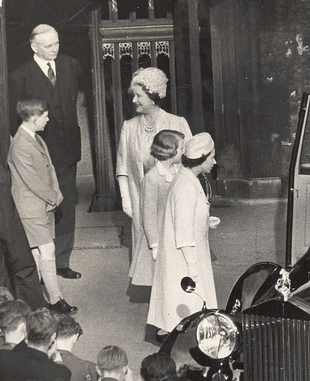 The Queen (centre), Princess Anne, the Queen Mother and Prince Charles leave Westminster Abbey after a rehearsal for Princess Margaret's wedding, May 6, 1960
