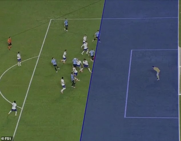 The goal was allowed to stand despite this camera angle suggesting Olivera had been offside