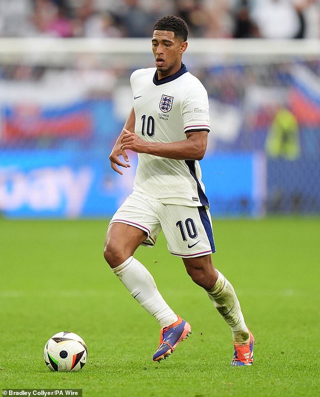 England's Jude Bellingham during the UEFA Euro 2024 in Gelsenkirchen, Germany