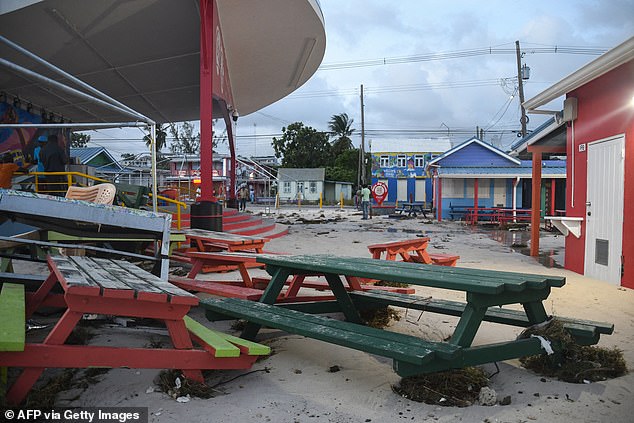 Damaged outdoor furniture is seen after the passage of Hurricane Beryl in Oistins gardens, Christ Church, Barbados on July 1, 2024