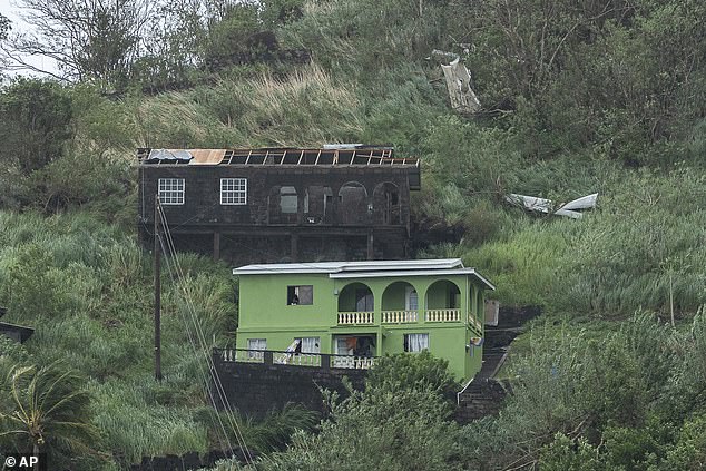 Houses damaged by Hurricane Beryl in Kingstown, Srt. Vincent and the Grenadines on Monday, July 1, 2024