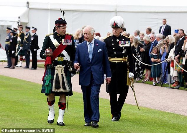 His Majesty met with Service Chiefs before receiving a Royal Salute and inspecting the Balaklava Company