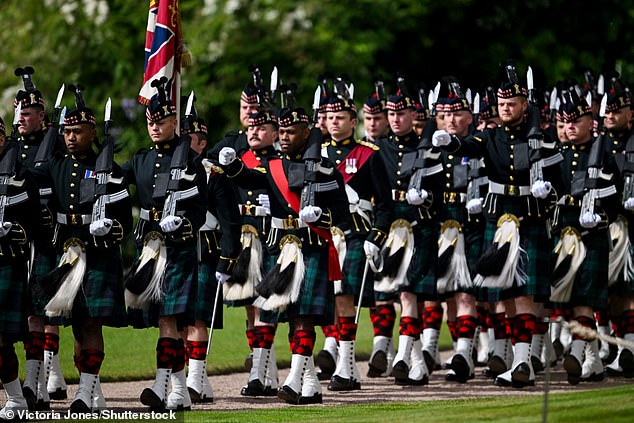 His Majesty met Service Chiefs before receiving a Royal Salute and inspecting the Balaklava Company