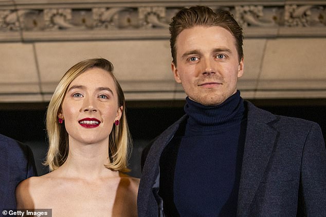 The couple first met on the set of the Mary Queen of Scots film, in which Ms Ronan played the title role and Jack as her husband, Lord Darnley (pictured together in 2019)