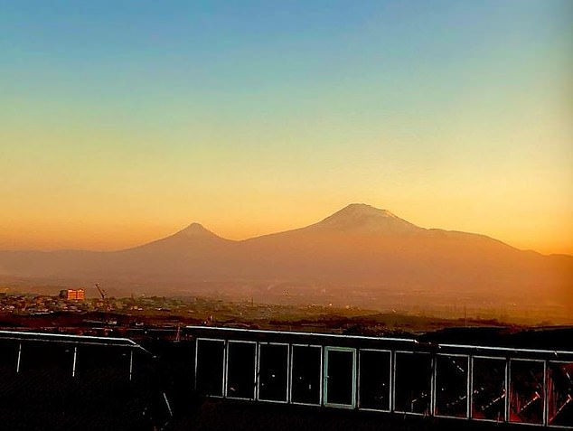 Betro shared several photos of her view of Mount Ararat, confirming she was in Armenia's capital Yerevan