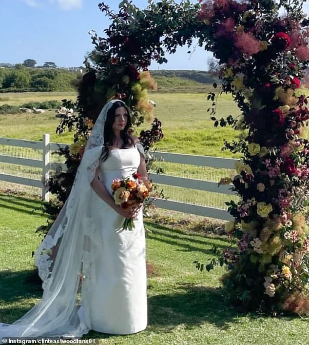 The bride, Morgan Eastwood, wore a gorgeous cream silk gown for the celebration hosted by her 94-year-old father at his sprawling ranch in Carmel-by-the-Sea