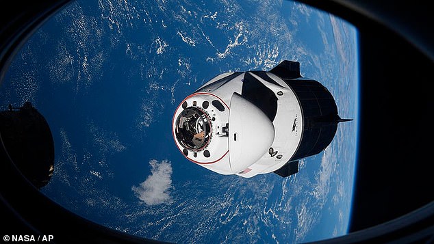 NASA confirmed the debris was actually part of a SpaceX satellite - the firm's Crew Dragon capsule that reached the International Space Station in 2023. In this image from April 2021, the SpaceX Crew Dragon is seen approaching the International Space Station for docking