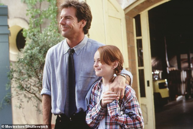 Quaid played Lindsay's dad, Nick Parker, in the 1998 hit movie; The duo seen in a still from Parent Trap