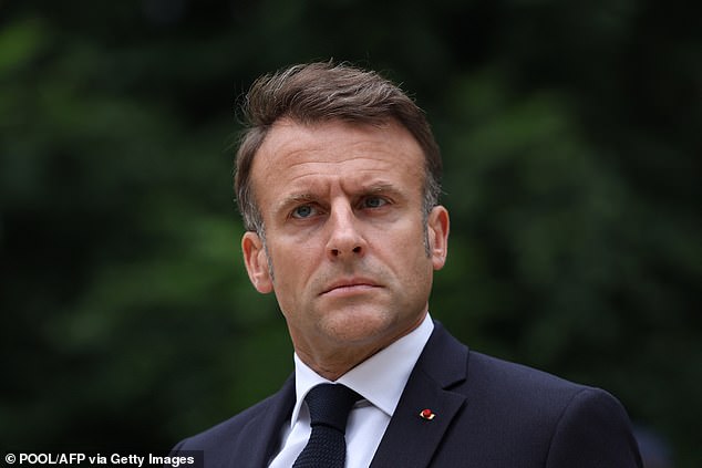 Le Pen's opponents in the left-wing alliance of the New Popular Front, as well as President Macron's (pictured on Tuesday) weakened centrists, are all seeking to deny the hard right an absolute majority by rallying supporters in high-stakes campaigning this week