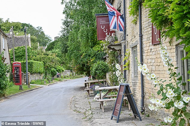 The quaint and only pub in Asthall (pictured), is owned by Daylesford and is part of Lady Bamford's Daylesford Stays collection