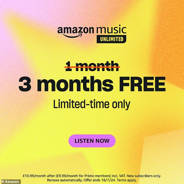 Prime and non-Prime members have a choice of millions of songs and the choice of top podcasts with an Amazon Music Unlimited subscription, and for three months, you can enjoy this huge library for free