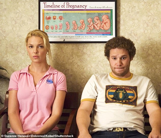 In Knocked-Up, Alison Scott, played by Katherine Heigl, gets pregnant after a one-night stand with Ben Stone (Seth Rogen)