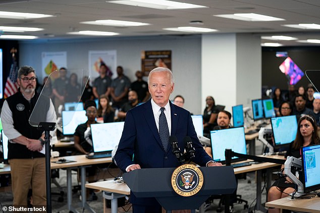 Biden visited the D.C. Emergency Operations Center in Washington on Tuesday. The White House also announced he will hold a press conference next week as it tries to fight back