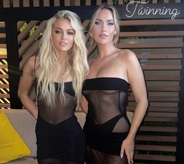 Influencer Paige Spiranac (R) joined Olivia Dunne (L) on the subscription-based site Passes