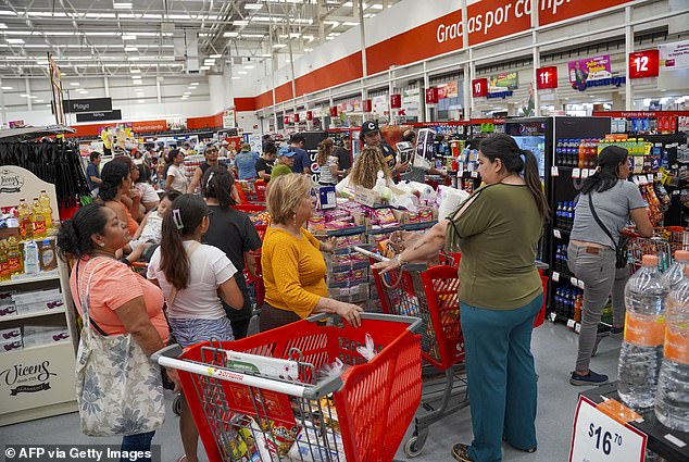 Hurricane warnings were issued to the Mexican resort towns of Cancun and Cozumel sending people to the supermarket to buy provisions