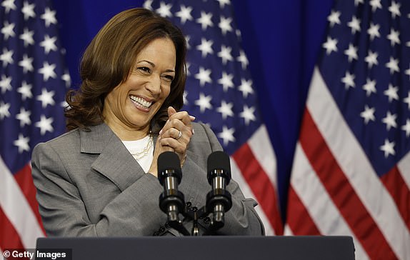 COLLEGE PARK, MARYLAND - JUNE 24: U.S. Vice President Kamala Harris delivers remarks on reproductive rights at Ritchie Coliseum on the campus of the University of Maryland on June 24, 2024 in College Park, Maryland. Harris is speaking on the two year anniversary of the Dobb's decision, the Supreme Court ruling that overturned Roe v. Wade and struck down federal abortion protections. (Photo by Kevin Dietsch/Getty Images)