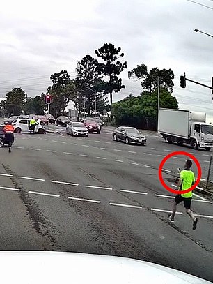 Mr Pastor spotted the tradie running towards the offending driver with a metal pole in his hand