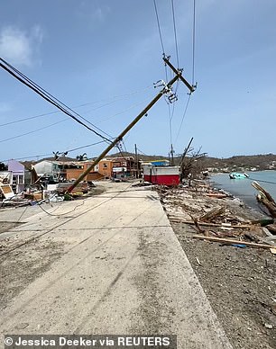 A toppled pylon