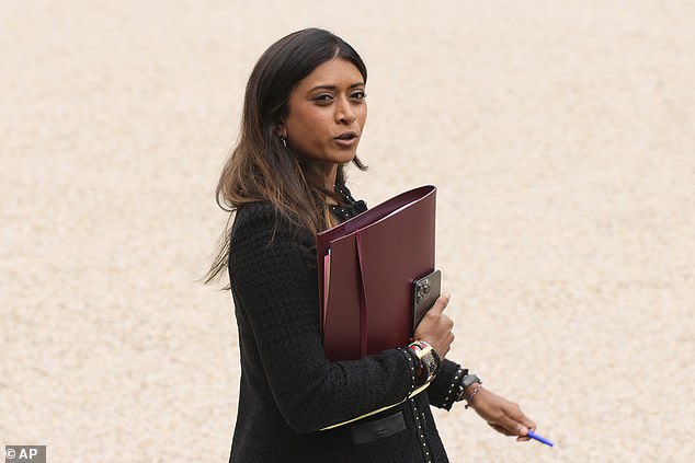 Four people, including three minors, were detained after government spokeswoman Prisca Thevenot (pictured) and her team were attacked while they were sticking up campaign posters in Meudon outside Paris