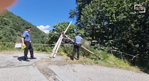 Carabinieri attending the scene of the freak tragedy in the Italian Alps