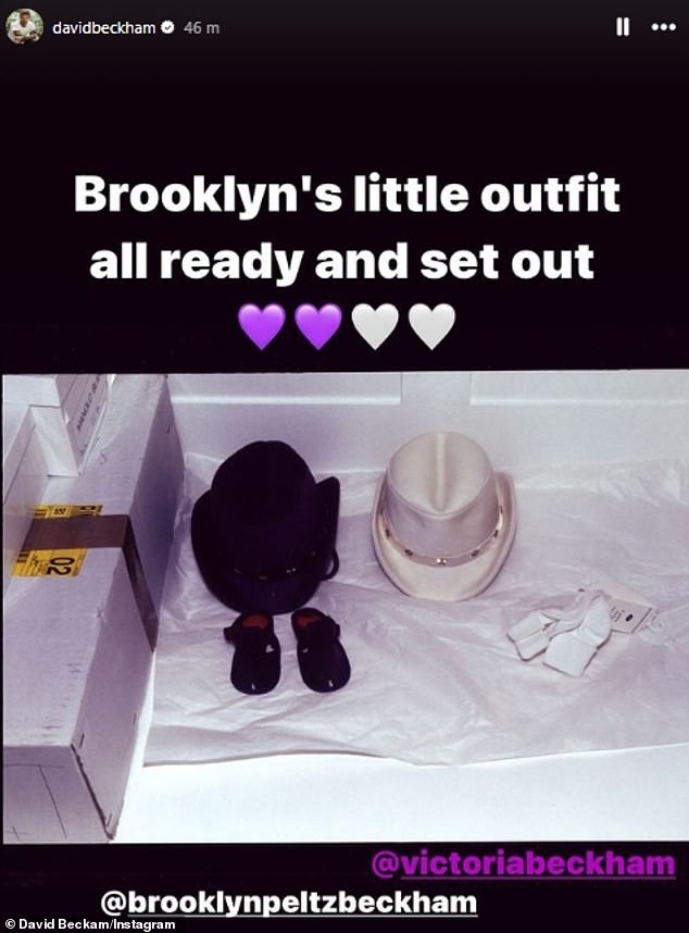 David also took to Instagram to share baby Brooklyn's adorable outfits laid out ready for him as well as the couple