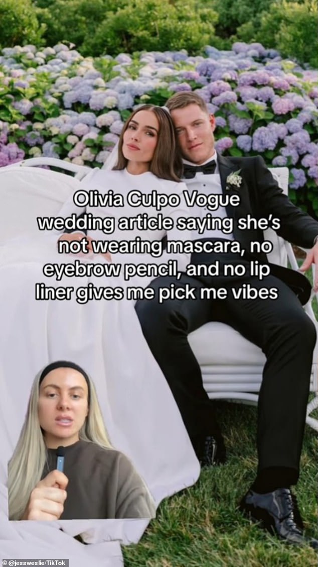 A TikToker named Jess Weslie also criticized Culpo's look, concurring that she 'gave off pick me vibes,' but this time for her makeup ¿ which featured no mascara, no eyebrow pencil and no lip liner