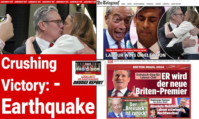 An 'earthquake' and a 'crushing victory': World media is stunned by level of Labour's