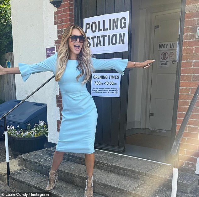 And the Andre couple weren't the only celebrities urging their followers to vote as a host of stars including the likes of Lizzie Cundy (pictured), Myleene Klass , Ashley James , Piers Morga n, Tony Robinson and Charles Dance took part in the voting