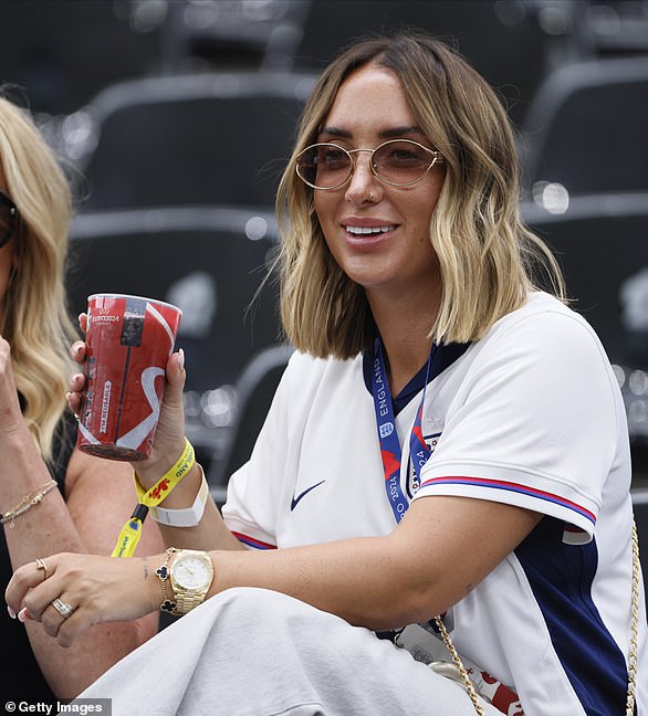 Lewis Dunk's partner Abi Yaxley in the stands before the UEFA EURO 2024 group stage match between Denmark and England