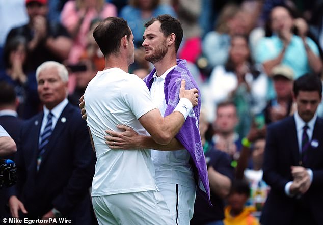 Murray shared a warm embrace with brother Jamie after their loss in the men's doubles event