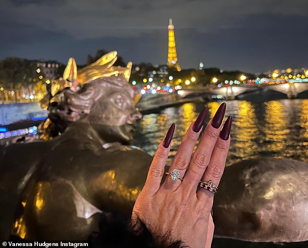 After two years of dating, the couple got engaged in February 2023. At the time, she jumped to her main Instagram page to give her fans a glimpse of the diamond sparkler on her hand with the Eiffel Tower close by in the distance