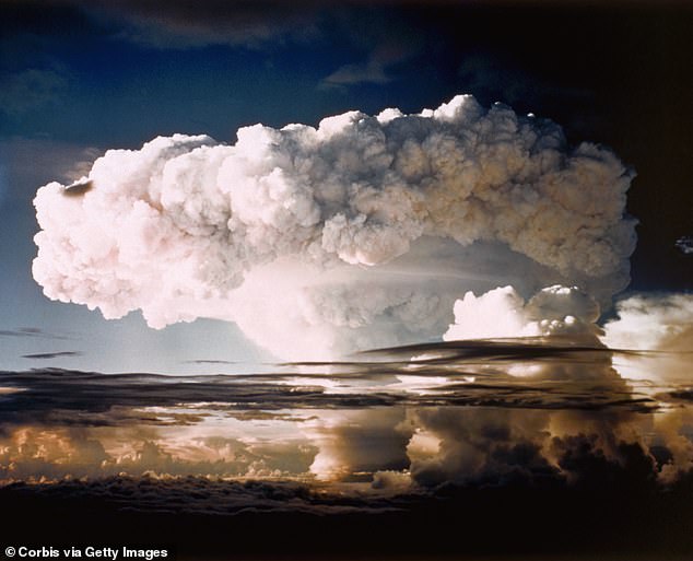 The mushroom cloud from Ivy Mike, one of the largest nuclear blasts ever, during Operation IVY