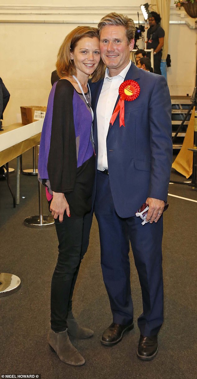 Victoria pictured with Sir Keir during a count for the 2017 general election. She has become a more public companion of her politico husband in recent years - but she still remains reluctant to be in the limelight